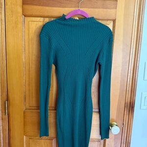Lulu's Emerald Green Ribbed Long Sleeve Dress